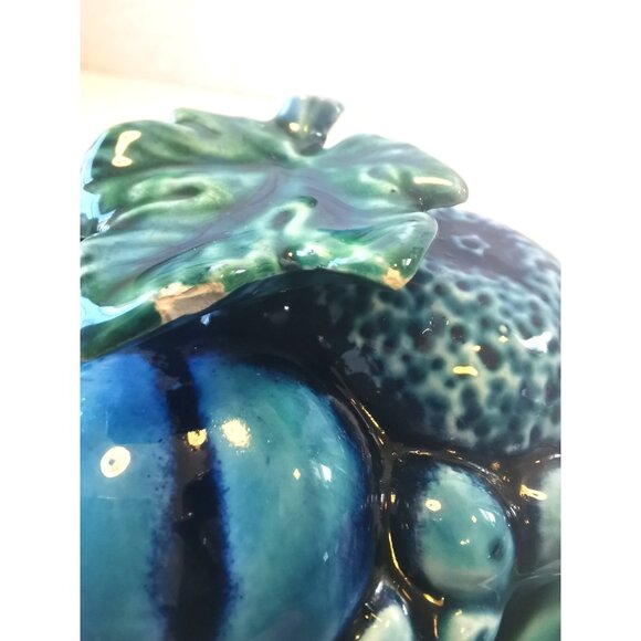 Inarco “Mood Indigo” Blue Fruit Ceramic Server E2430 –Japan 1960s 8 inches high - Picture 3 of 13